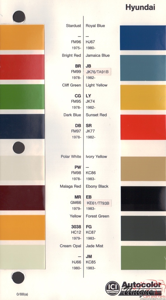1978-1985 Hyundai Paint Charts Autocolor